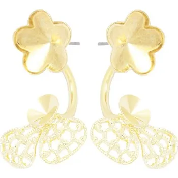 Náušnice Crystal-ZONE Náušnice DOUBLE flower 10mm/filigrán rivoli 6mm gold plating 24kt