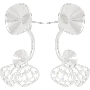 Náušnice Crystal-ZONE Náušnice DOUBLE square 10mm/filigrán rivoli 6mm rhodium