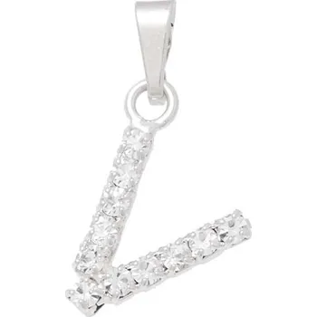 Přívěsek Crystal-ZONE Písmenko štras „V“ rhodium