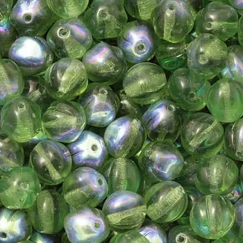 Dětské navlékací korálky CZ Korálek mačkaný MELOUNEK 8mm světle zelená AB