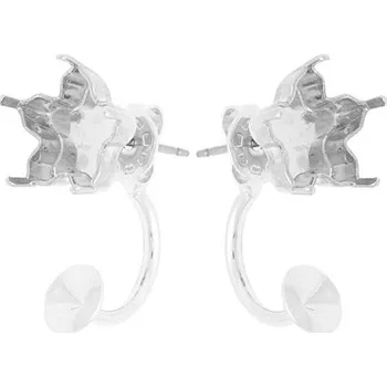 Náušnice Crystal-ZONE Náušnice DOUBLE Flower krapny 10mm/rivoli 6mm rhodium