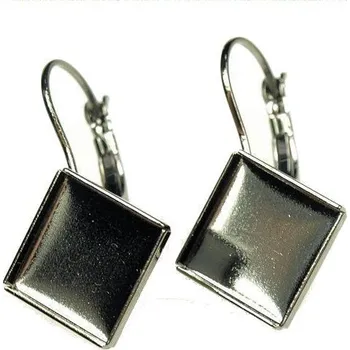 Náušnice Crystal-ZONE Náušnice Chessboard 12mm ruthenium