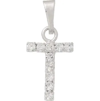 Přívěsek Crystal-ZONE Písmenko štras „T“ rhodium