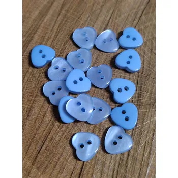 Knoflík Knoflík světle modré srdce 10 ks