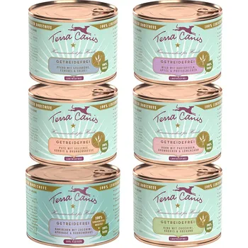 Krmivo pro psa 12 x 200g Terra Canis bez obilnin - míchané balení, 6 druhů