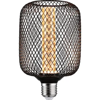 Žárovka PAULMANN Metallic Glow Standard 230V LED žárovka Zyl E27 Spiral 4,2W 1800K černá - PAULMANN P 29083
