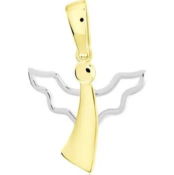 Přívěsek GEMMAX Přívěsek Andílek ze žluto-bílého zlata (velký) – zlatý šperk ryzosti 585/1000 v Dárkovém balení s Certifikátem GUPCN-03205