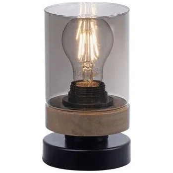 Lampička JUSTLIGHT PASQUAL Stolní lampa, kouřové sklo, dřevo, E27 - LEUCHTEN DIREKT / JUST LIGHT LD 11310-18
