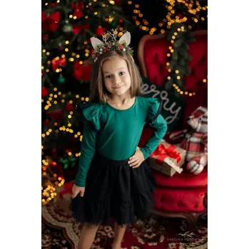 Dívčí zelená blůzka Lily Grey s ozdobnými rukávy 98 / 3 roky