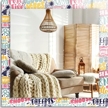 Zrcadlo Dekorativní závěsné zrcadlo s potiskem Barevné motivační nápisy 60x60 cm