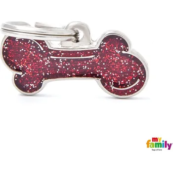 psí známka My Family Známka Shine - kost malá červená