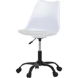 Židle kancelářská, bílá plastová skořepina, sedák bílá látka, kovový kříž