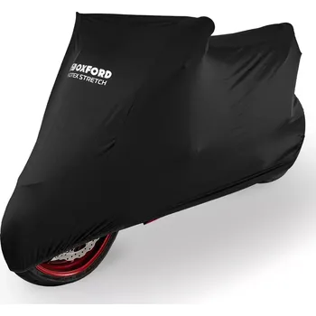 Plachta na motorové vozidlo Interiérová ochraná plachta na motocykl OXFORD PROTEX STRETCH INDOOR CV 171 barva černá, velikost M (strečový materiál zajišťuje maximální flexibilitu a snadné přizpůsobení jakémukoliv tvaru motocyklu)