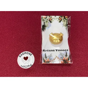 HandMade by JaJa DB sádrový odlitek - hlava prasátka (zlatá)