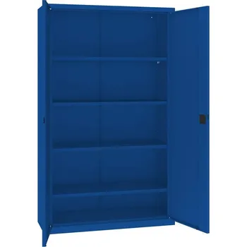 Kovová skříň s dvoukřídlými dveřmi, v x š x h: 1990 x 1200 x 435 mm, barva korpusu modrá RAL5010 / dveří modrá RAL5010