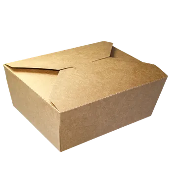 Jednorázové nádobí EcoPack Papírový box EKO na jídlo 151x120x65 mm kraft s chlopněmi 1300 ml ideal pack® bal/50 ks Balení: 50