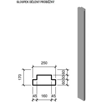 Příslušenství pro plot DITON LINIE DŘEVA QUICK WALL WOOD Sloupek dělený průběžný 210 DUB arktic - 25/11/300cm