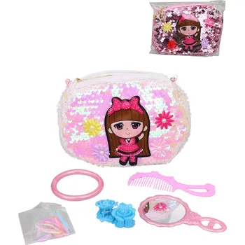 Kabelka HRAČKY Kabelka dětská kosmetická taštička 15x12cm s flitry 2 barvy