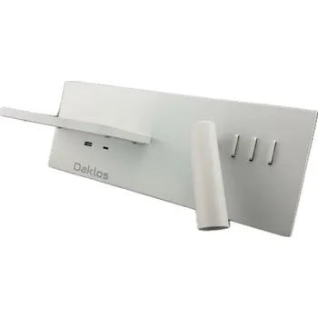 Nástěnné svítidlo Daklos Nástěnné svítidlo k posteli, čtecí lampička a bezdrátová nabíječka - bílá levá