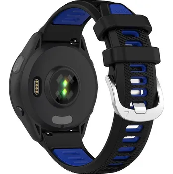 Run Silikonový Dvoubarevný Pásek Na Hodinky Garmin Barva: Černá-Modrá, Velikost: 18 Mm