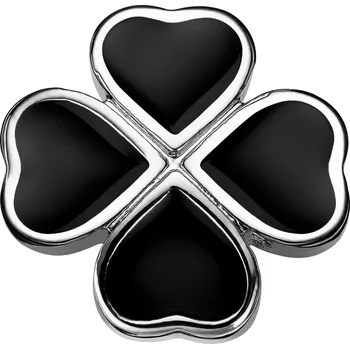 Brož Dianthus | Jehlice do saka čtyřlístek stříbrné a černé barvy - Trendhim