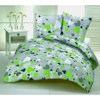 Povlečení Bavlněné povlečení Srdíčka na zeleném Uzávěr: Hotelový uzávěr