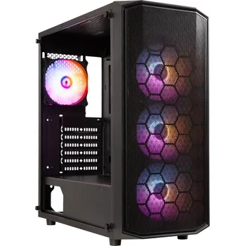 PC skříň BitFenix skříň Garen / ATX / 4x120mm ARGB fan / 2xUSB 3.0 / USB 2.0 / tvrzené sklo / černá, BFC-GAN-300-KKGXK-4F