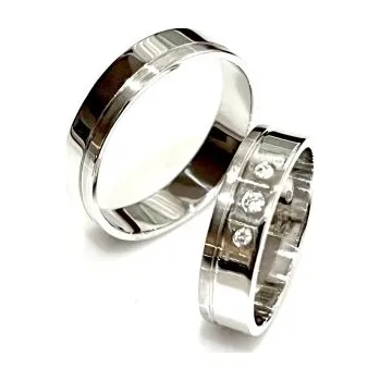 Prsten Ráj snubních prstenů | Snubní prsteny z bílého zlata se zirkony skladem - 4685