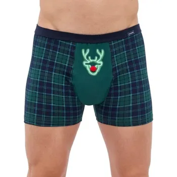 Pánské spodní prádlo Vánoční boxerky sobík 007/75 zelené , VELIKOST 2XL