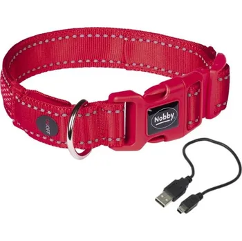Obojek pro psa Nobby Flash Mesh LED svíticí obojek červený vel. M-L