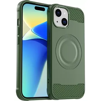 Pouzdro na mobilní telefon Kryt na iPhone 15 gumový (podpora MagSafe) zelený
