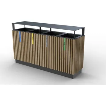 Odpadkový koš Koš na tříděný odpad Lamela IV Typ ukotvení: dlouhé (k zabetonování), Barva konstrukce: zelená komaxit (RAL 6005)