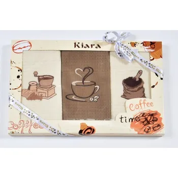 Utěrka DekorTextil Bavlněné vaflové utěrky v dárkovém balení - Mlýnek, káva - 3 ks