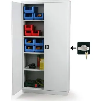 Kovová skříň s dvoukřídlými dveřmi, v x š x h: 1990 x 1200 x 435 mm, barva korpusu šedá RAL7035 / dveří šedá RAL7035