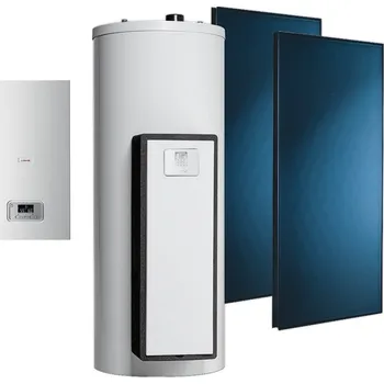 Solární ohřívač vody Sestava solárního systému Protherm HelioSet 2.250 H s horizontálními kolektory a elektrokotlem Ray 28 KE