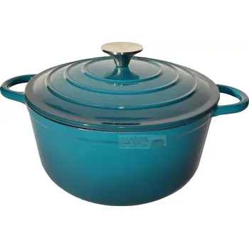 Hrnec Litinový hrnec s poklicí smaltovaný tyrtkysový 3,6 L (litinový, smaltovaný hrnec tyrkysový s poklicí s nerezovým úchytem co dodává estetický vzhled)