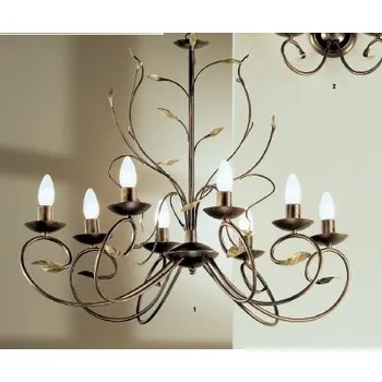 ORION Závěsné svítidlo 8xE14 antik, dekor list, výška 63cm, délka 83cm - ORION OR LU 1571/8