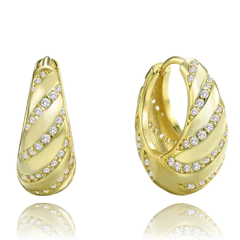 Náušnice 0930 MINET Pozlacené luxusní stříbrné náušnice s bílými zirkony