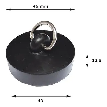 Zátka s půlkroužkem vanová 46 mm pryž černá B2/17