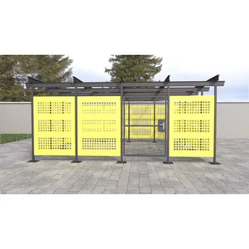 Popelnice HTI Přístřešek pro odpadové kontejnery Sun Typ ukotvení: klasické (šrouby), Barva konstrukce: červená, Typ přístřešku: 7 kontejnerů