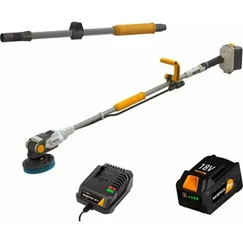 Bazénový kartáč AKU rotační čistící kartáč TWIN BRUSH na všechny druhy povrchů, rotační kartáč na čištění solárních panelů a bazénů, 18V Li-Ion, včetně 4.0Ah baterie, nabíječky i 80cm prodloužení, bateriová platforma MAXXPACK BATAVIA (BATAVIA)