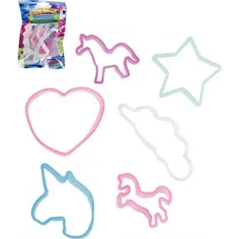 Náramek _Ostatní 1_ Náramek silikonový barevný Friendz Bandz jednorožci a symboly s glitry set 6ks