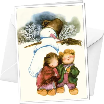 Přání - Květuška, chlapec a sněhulák