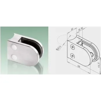 JAP Nerezový Držák skla oblý 8,76mm, AISI 304