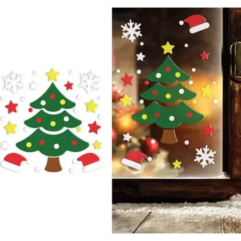 Vánoce Vánoční gelové dekorace na okno - Vánoční stromeček