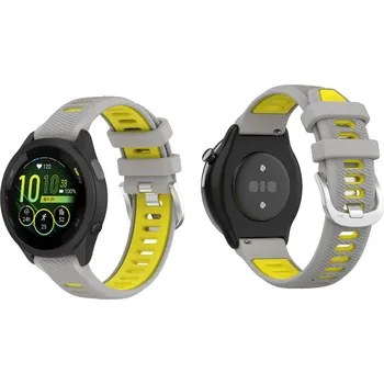 Run Silikonový Dvoubarevný Pásek Na Hodinky Garmin Barva: Šedá-Žlutá, Velikost: 22 Mm