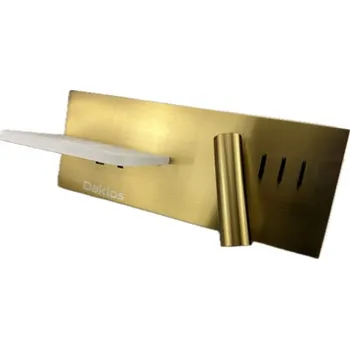 Nástěnné svítidlo Nástěnné svítidlo k posteli, čtecí lampička a bezdrátová nabíječka - zlatá levá