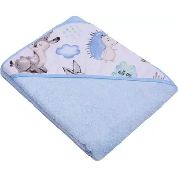 Dětská osuška s kapucí - frote 100x100cm Lesní zvířátka modré