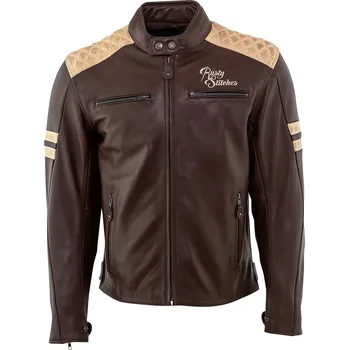 Moto bunda Kožená bunda na motorku Rusty Stitches Jack JARI hnědá, béžová (54-XL)
