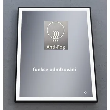 Zrcadlo Besteco LED Zrcadlo BLACKMAT v Černém Rámu, Nastavitelné Osvětlení a Funkce Proti Zamžování, 80 x 60 cm